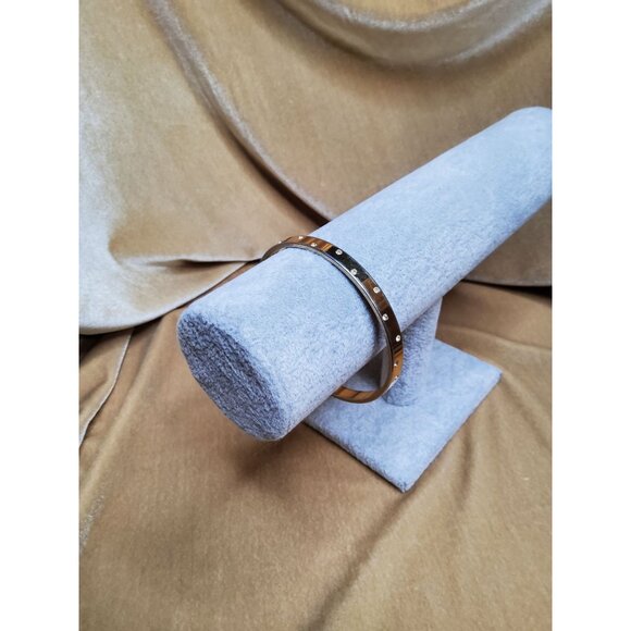 Vintage Vintage Swarovski Crystal Goldtone / Silvertone Bangle Bracelet, prelove - Picture 4 of 16